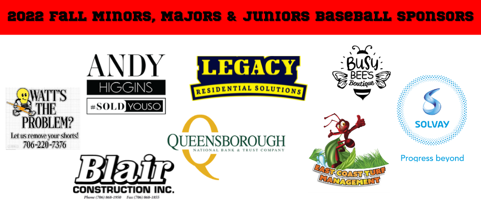 2022 Fall Minors,Majors & Juniors Baseball Sponsors